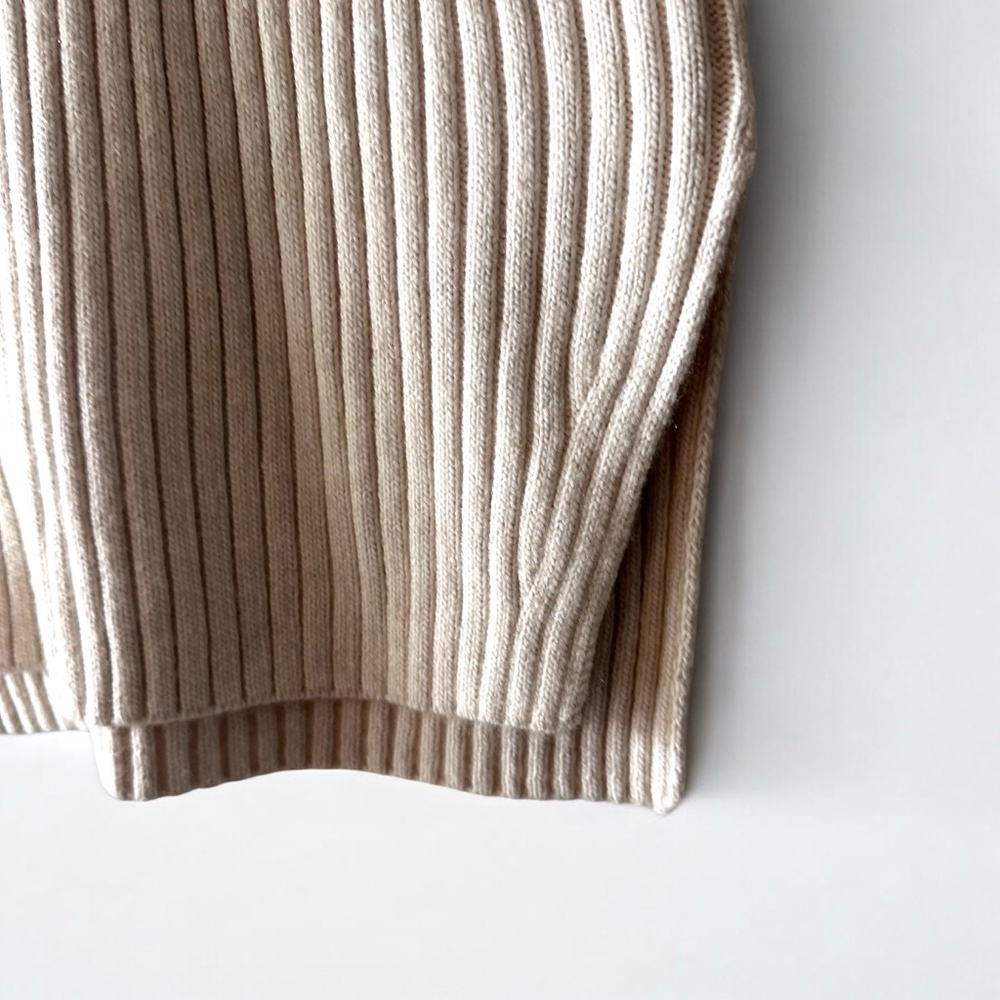 H&M Beige Wool Ribbed Sleeveless Turtleneck Sweater Dress Women's Size S - Picture 3 of 7